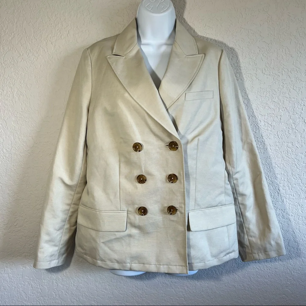 Brooks Brothers Linen Blend Khaki Double Breasted Jacket - Picture 2 of 11